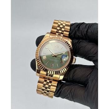 Custom Seiko Mod • Rose Gold Olive Roman DateJust  • 39mm